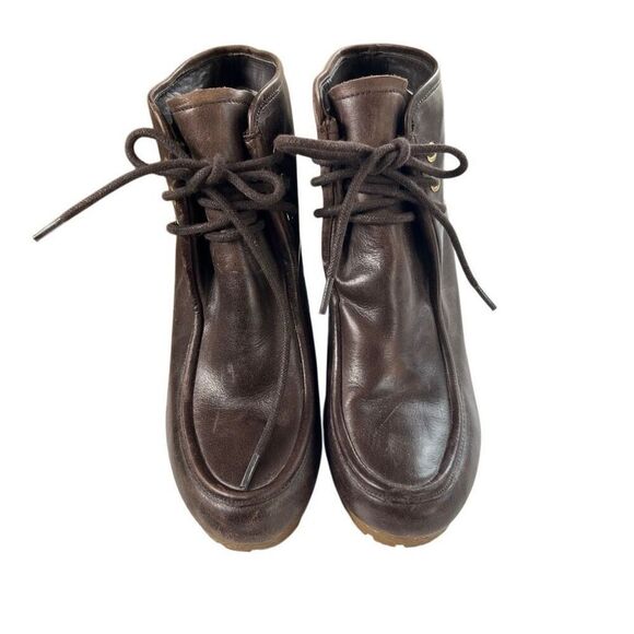 Michael Kors Booties Boots Shoes Wedge Leather Brown - Picture 3 of 7